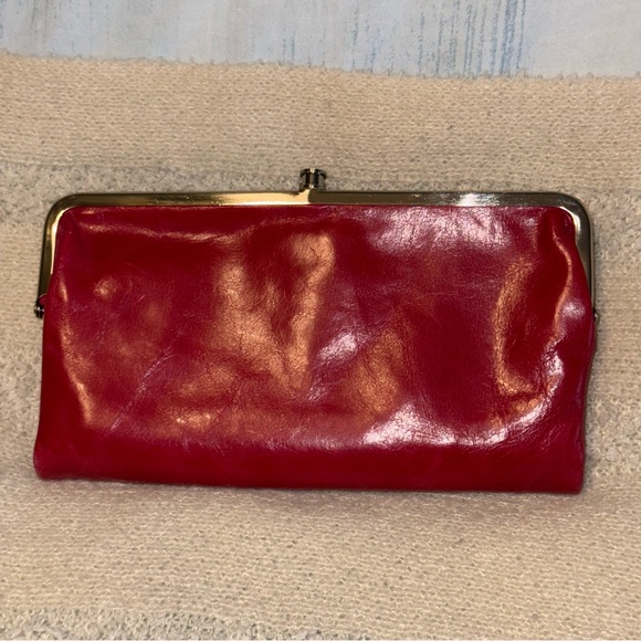 HOBO Handbags - New HOBO International Lauren Double Frame Red Leather Wristlet Clutch